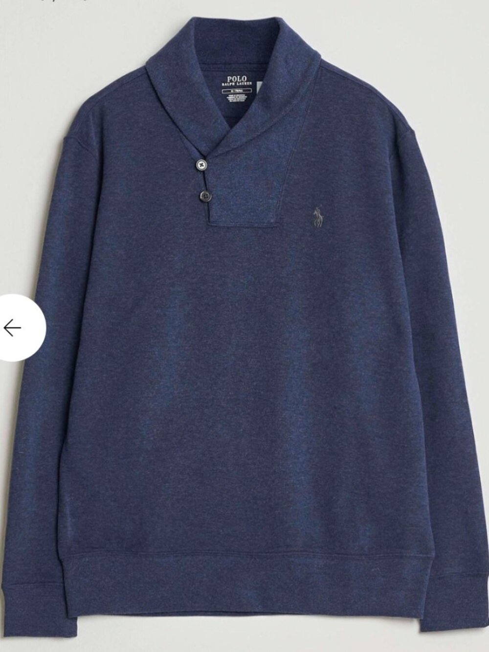 Polo Ralph Lauren Mens Navy Blue Shawl Collar Sweater Large Double Knit Pullover